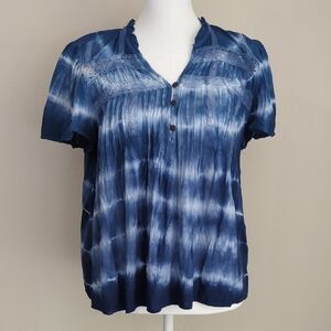Knox Rose Blue Tie-Dye Blouse, S